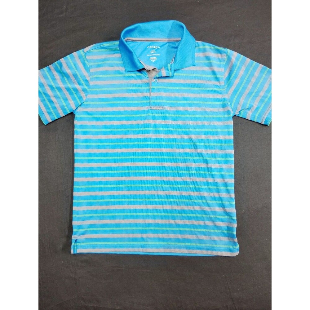 George Polo Shirt in Aqua with Teal and Grey Stripes - Boys 10-12